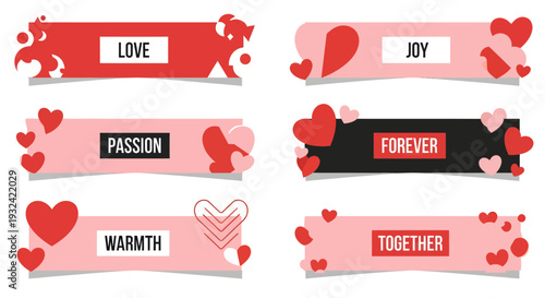 Romantic phrases and red hearts create a loving Valentine s silhouette