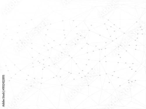 White abstract network background with connected dots and lines, minimalist polygon mesh technology pattern for modern digital design templates

