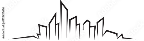 Continuous line cityscape drawing urban skyline vector art modern city buildings illustration