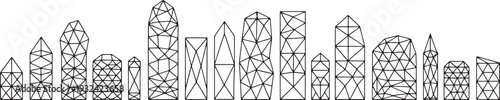 Geometric city skyline in outline with intricate triangular patterns vector illustration