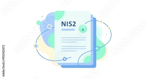 NIS2 Directive Document with Security Lock and Network Connections