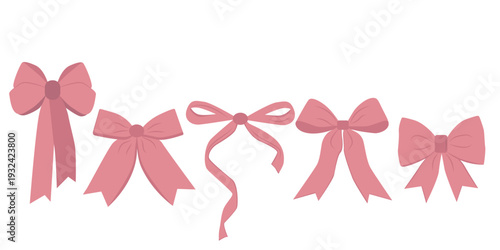 A collection of pink bows for gifts and decor. Gift packaging concept, decorations and celebrations, ribbon decoration, satin texture