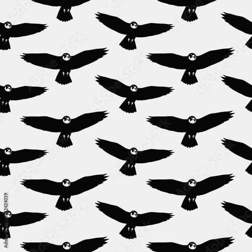 Seamless Pattern of Black Flying Bird Silhouettes
