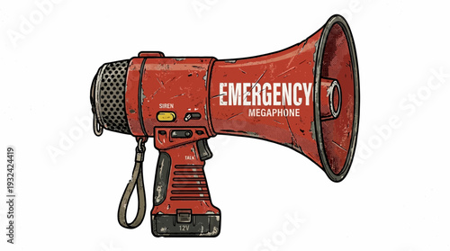 Vintage Red Emergency Megaphone