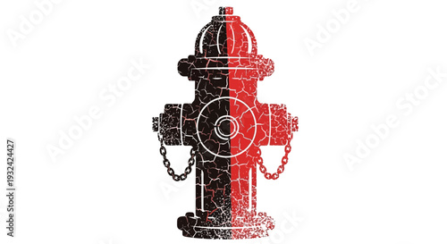 Cracked Fire Hydrant, Red and Black