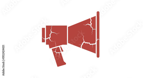 Cracked Megaphone Icon on White Background
