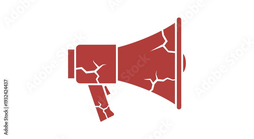 Cracked megaphone icon symbol representing broken communication