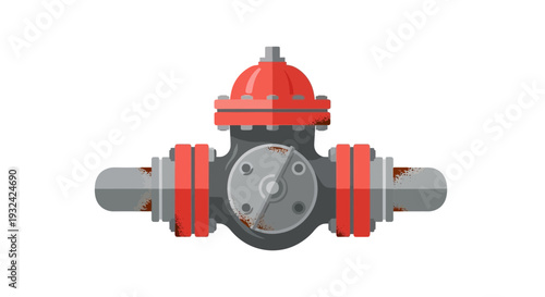 Red and gray fire hydrant isolated on white background