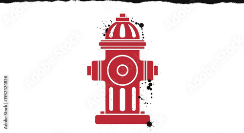 Red Fire Hydrant with Black Splatter
