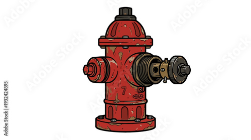 Red fire hydrant with weathered texture