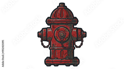 Rusty Red Fire Hydrant Isolated on White Background