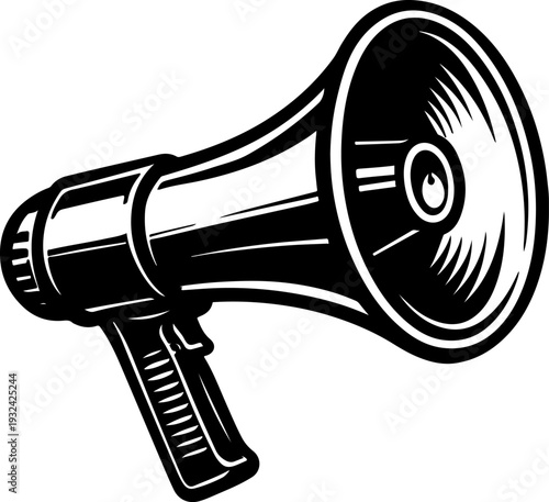 A 3d vector illustration of a megaphone icon isolated on white background for loud announcement speech and public communication message using an audio loudspeaker bullhorn to get attention