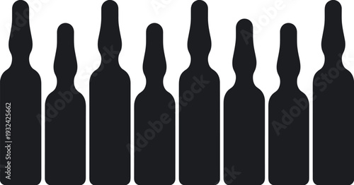 Wine bottle silhouette collection with different glass bottle shapes, alcohol beverage container vector icon set isolated on white background for winery and drink design