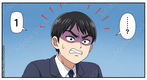 Angry man with a speech bubble expressing confusion and frustration.