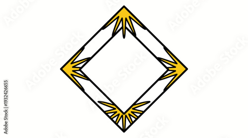 Abstract geometric diamond with radiant energy lines, symbolizing modern technology and digital innovation