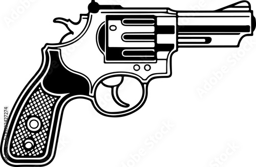 Vintage Revolver Handgun Vector Illustration for Security and Defense Concept