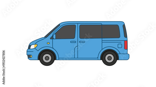 Blue minivan vehicle isolated on white background