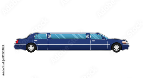 Blue Luxury Stretch Limousine, Side View