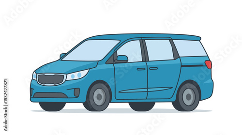 Blue minivan illustration