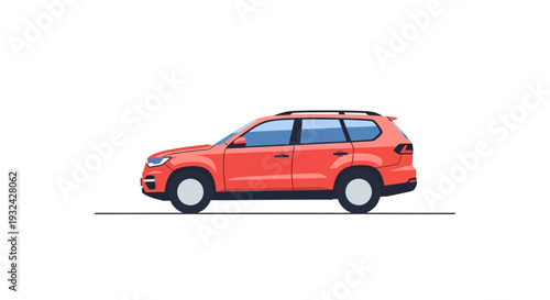 Orange SUV car, side view, isolated on white background