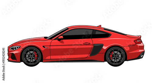 Red Sports Car Illustration Isolated on White Background