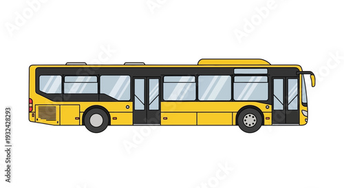 Yellow City Bus Illustration