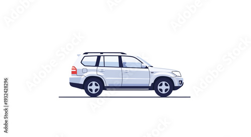 White SUV car, side view, isolated on white background