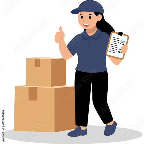 Delivery Person Holding Package and Checklist