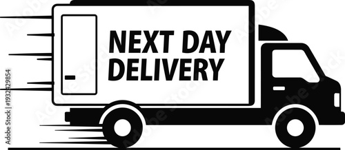 Next day delivery truck icon with fast express shipping service isolated on white background logistics vector illustration