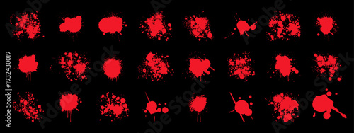 Abstract brush splatter with rough, textured blotches and stains. Silhouette shapes.