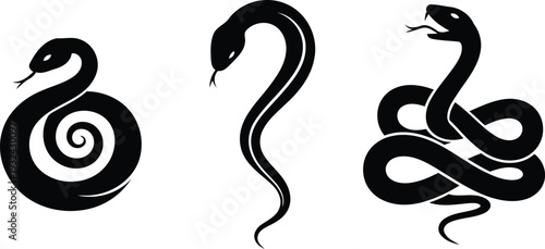 black snake silhouettes on white background