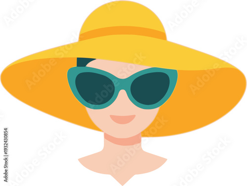 Woman in Sun Hat and Sunglasses for Summer Vacation