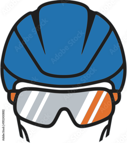 Professional Cyclist in Helmet and Sports Goggles