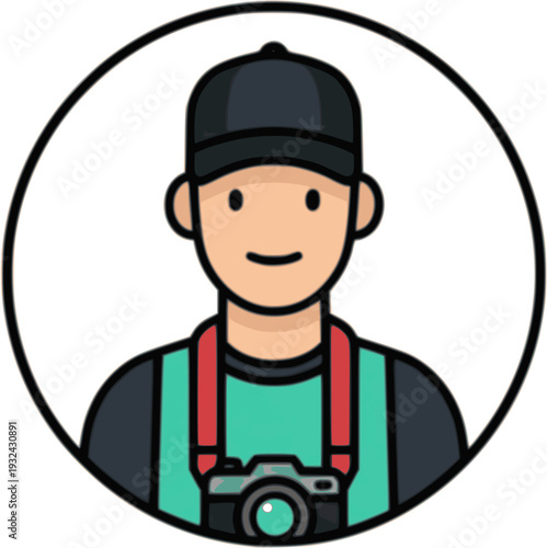 Young Male Photographer with Camera and Cap