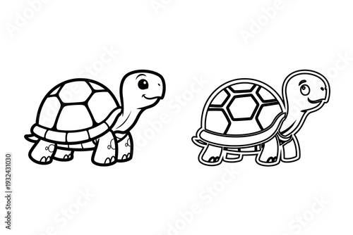 Two cartoon turtles walking side by side in a playful and friendly illustration