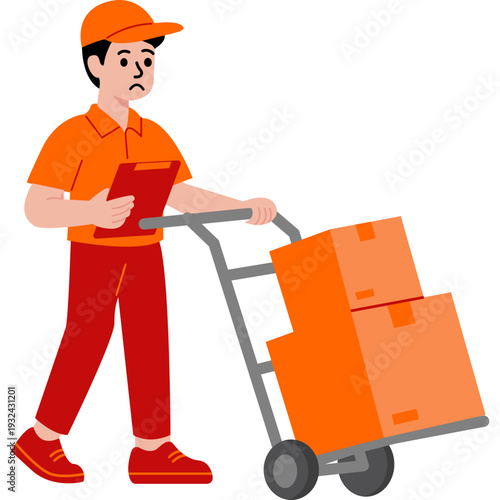 Delivery Person Holding Package and Checklist
