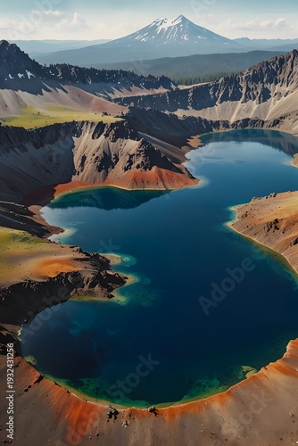 Aerial shot of a crater lake