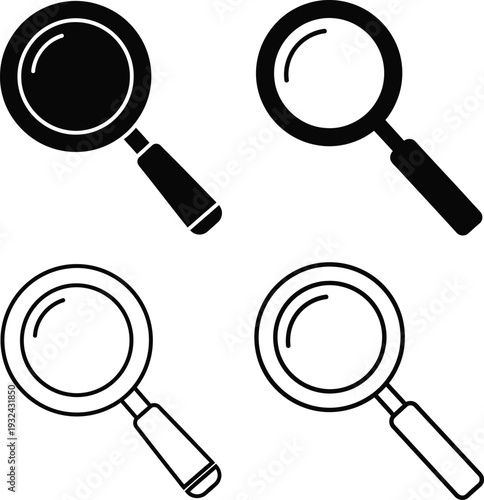 Four magnifying glasses, vector illustration, search, investigation, detective, zoom Vector