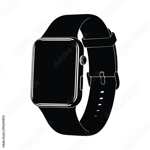 Modern smartwatch design with sleek black strap and minimalist interface