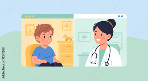 Doctor and Patient Online Consultation Illustration.