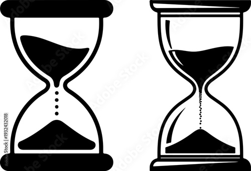 Hourglass Sand Timer Icons for Time Management and Deadline Countdown Concept