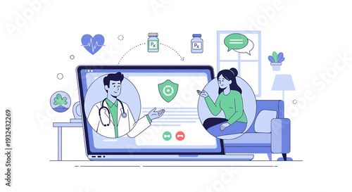 Doctor Consulting Patient Online Medical Care.