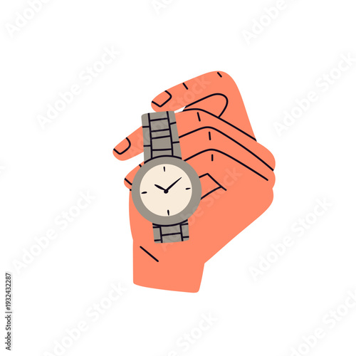 Flat vector illustration of diverse hands wearing wristwatches and smartwatches in different gestures. Ideal for productivity, business, poster, website, lifestyle, time tracking design projects.
