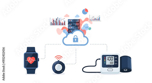 Smartwatch and Blood Pressure Monitor Devices.