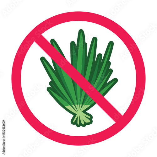 Forbidden sign with Lemongrass leaf vegetable icon, vector illustration