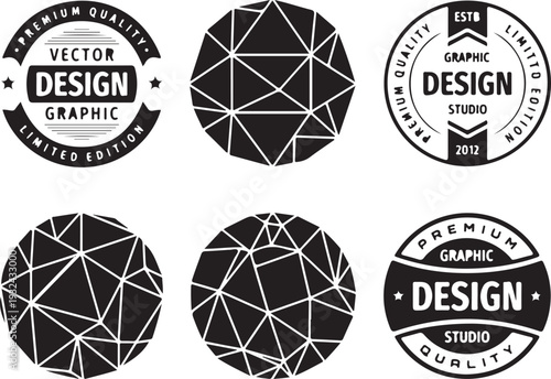 isolated white background Graphic design studio logo templates with premium quality labels