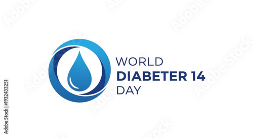 World diabetes day logo design with blue water drop symbol on white background for awareness campaigns and healthcare promotions