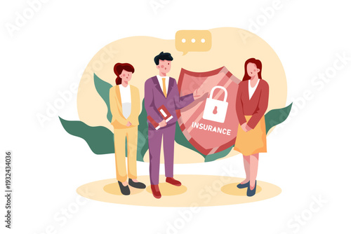 Surance Agent Team Flat Illustrations Concept Vector