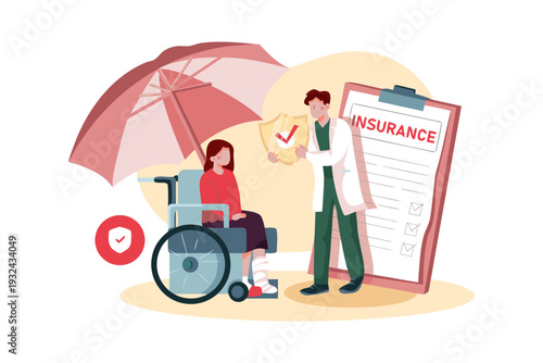 Disability Insurance Flat Illustrations Concept Vector
