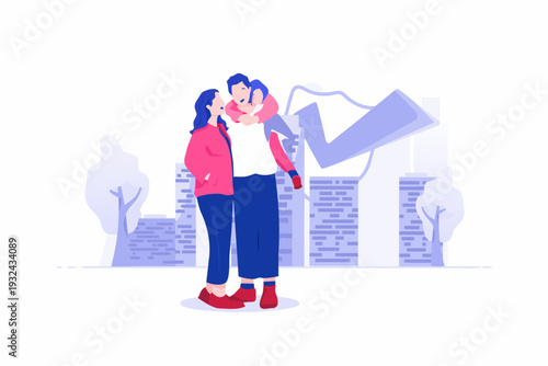 Family Life Insurance Protection Concept Illustration